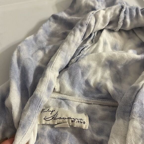 Women’s blue tie dye button up blouse - Picture 4 of 5